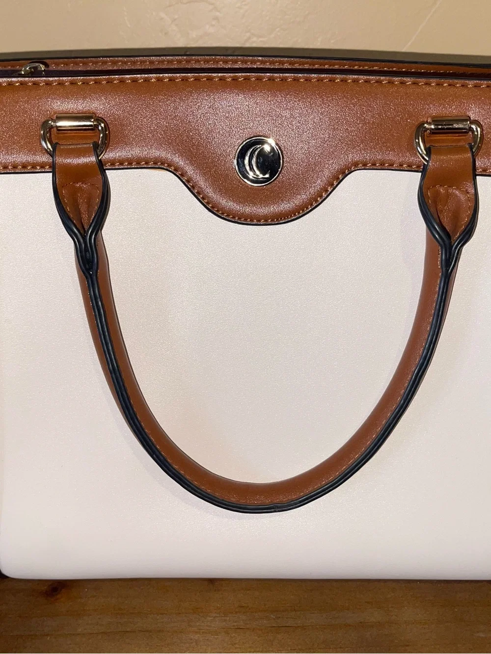 Amazon Two-Tone Satchel - White and Brown